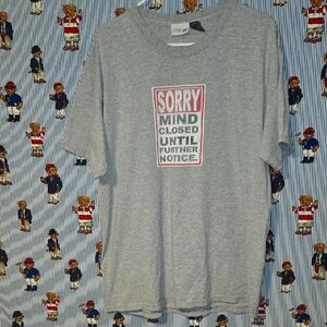 Y2k Sorry, Mind Closed Until Further Notice" Red T Shirt Size Large Urban Up